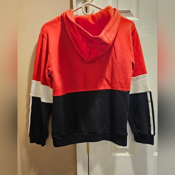 Adidas Tri-Color Hoodie in Red, Black, and White Kids - Picture 2 of 4